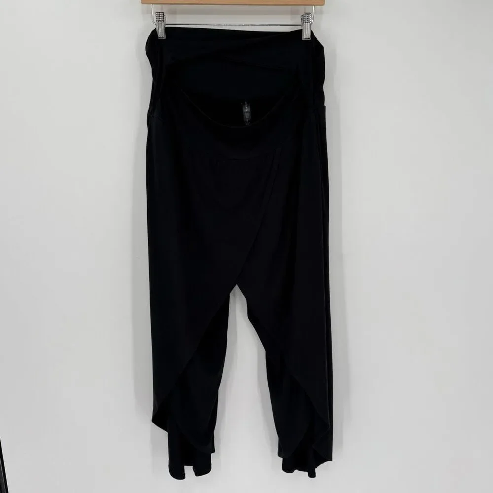 Athleta Release Pant Black‎ XL Modal Wrap Front Split Leg Yoga Lounge Pants